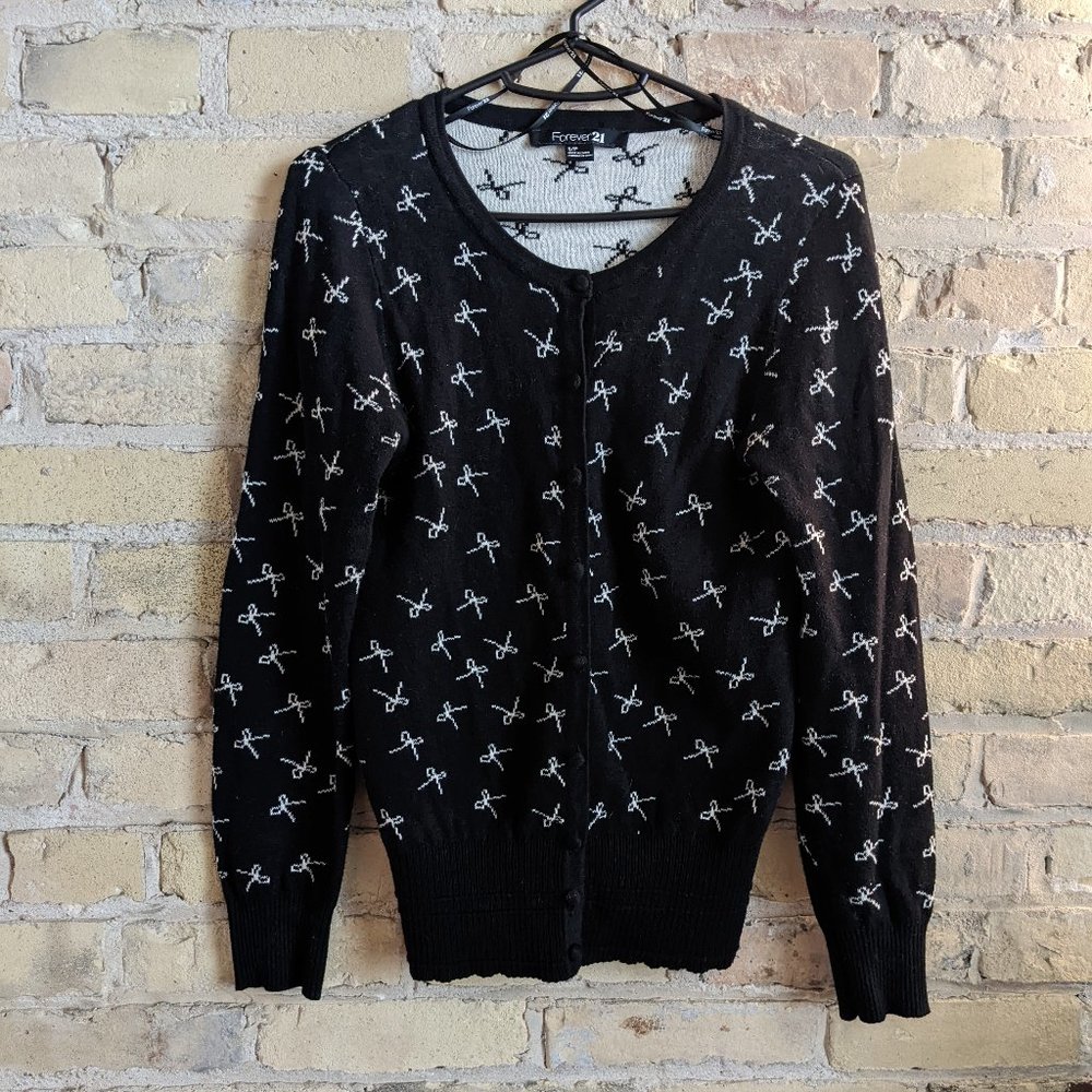 Black & White Bows Cardigan Sweater